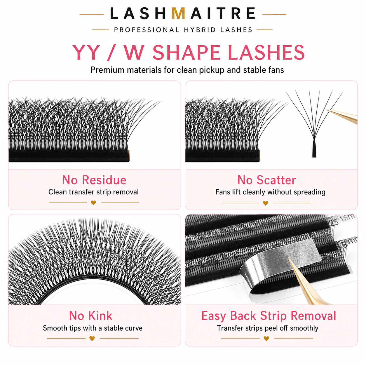 LASHMAITRE W Shape 6D Premade Volume Fan Lashes YY/W Shape material benefits