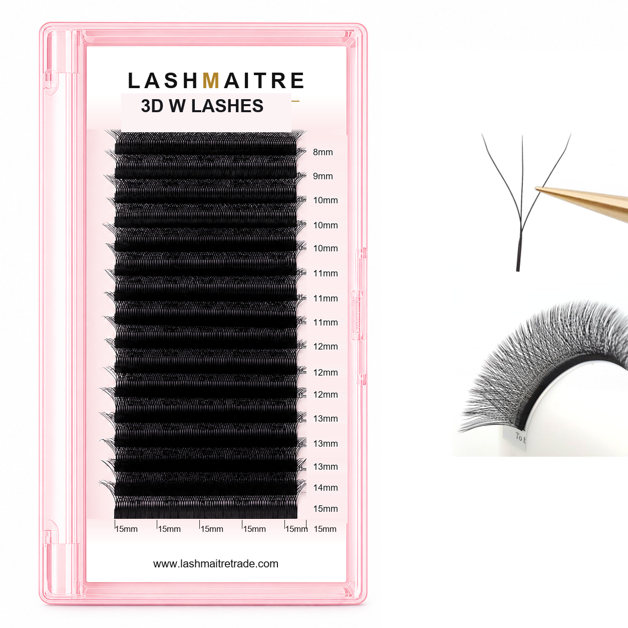 LASHMAITRE W Shape 3D Premade Volume Fan Lashes 12 row product image