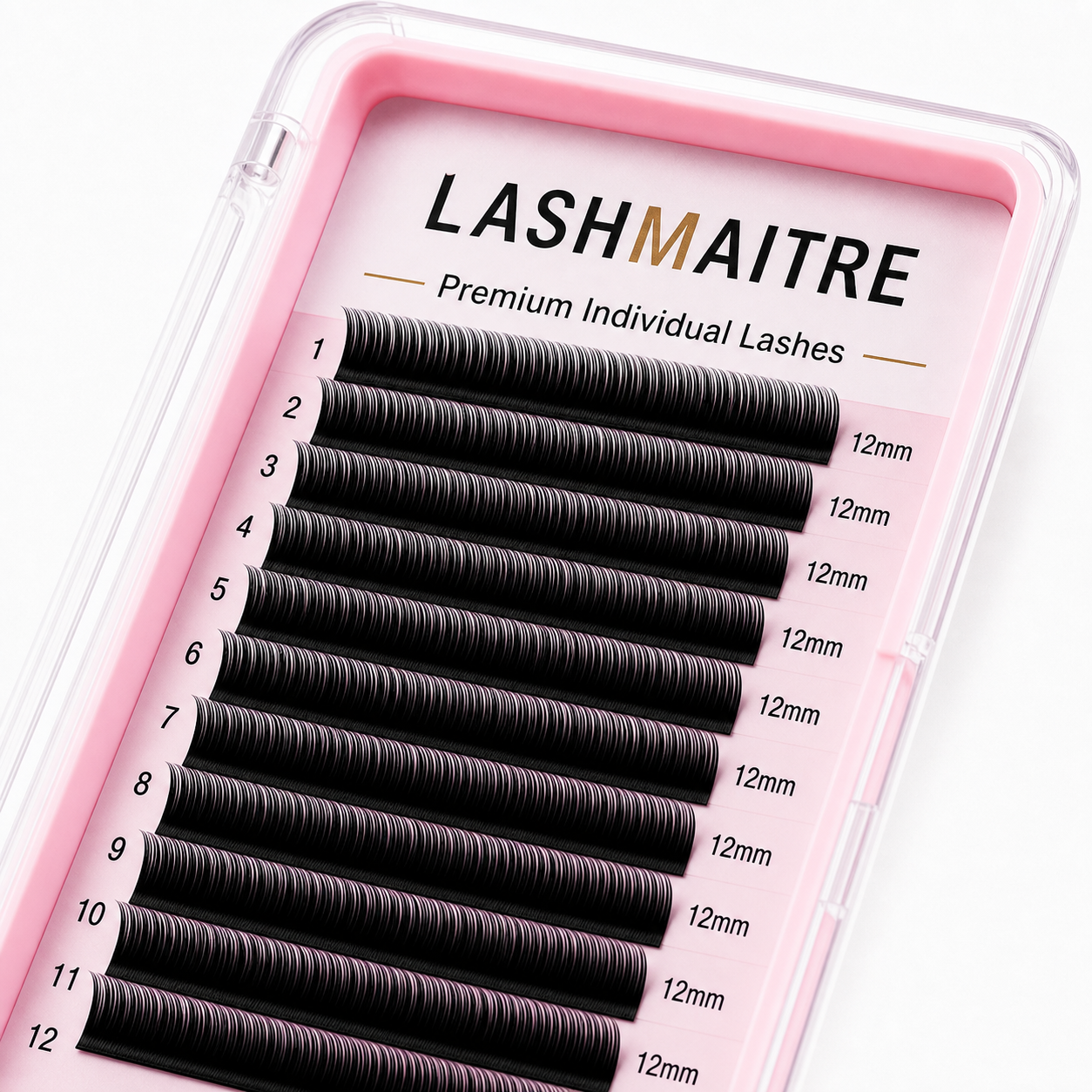 LASHMAITRE Premium Volume Individual Lash Extensions 0.07mm 45 degree curl and fiber detail